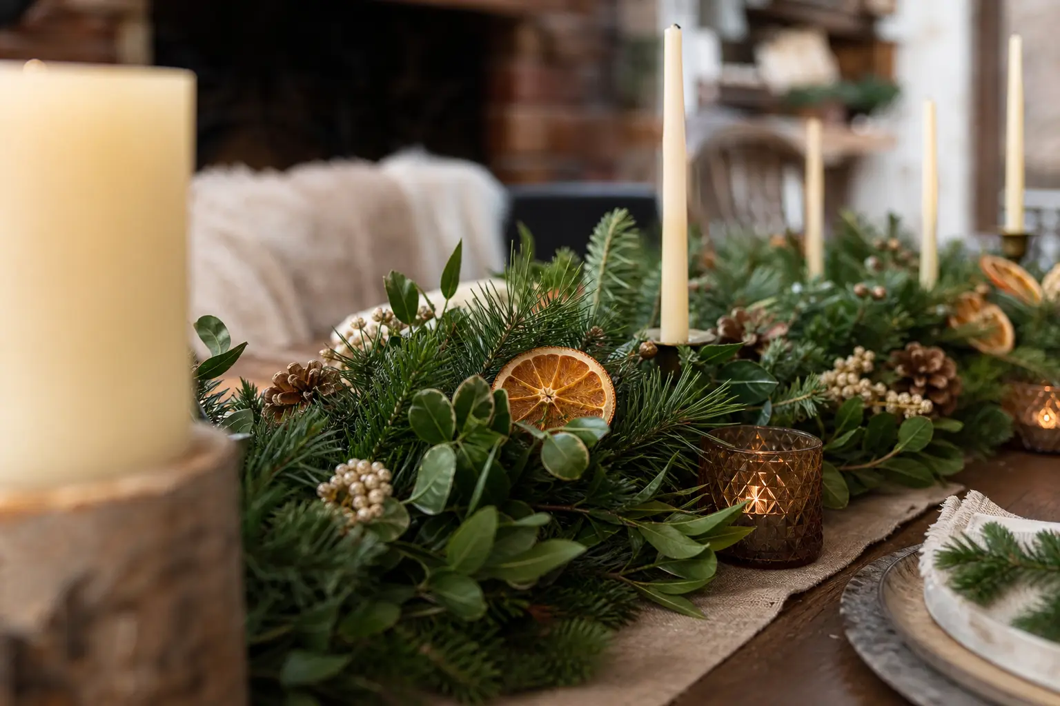 22 Natural Christmas Decor Ideas With Dried Oranges, Pinecones and Fresh-Cut Greenery