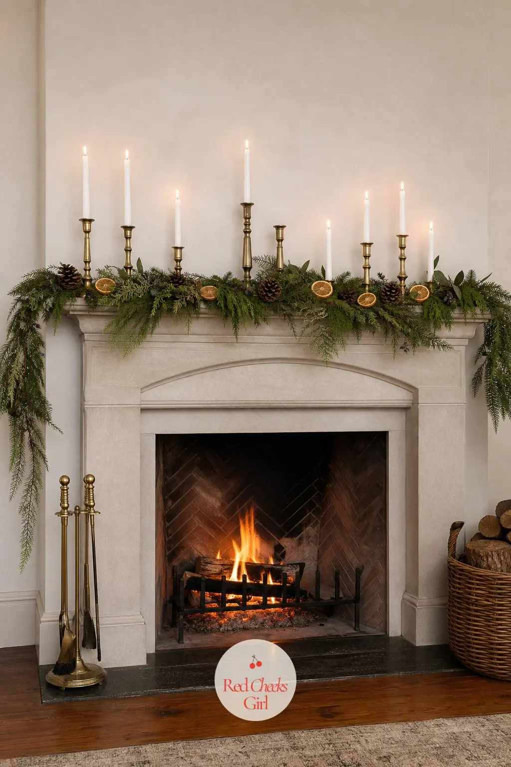 A Mantel Laid with Loose Greenery, Not a Formal Swag — Instead of a wired swag caught with a bow, let fresh fir and cedar clippings lie loose along the mantel