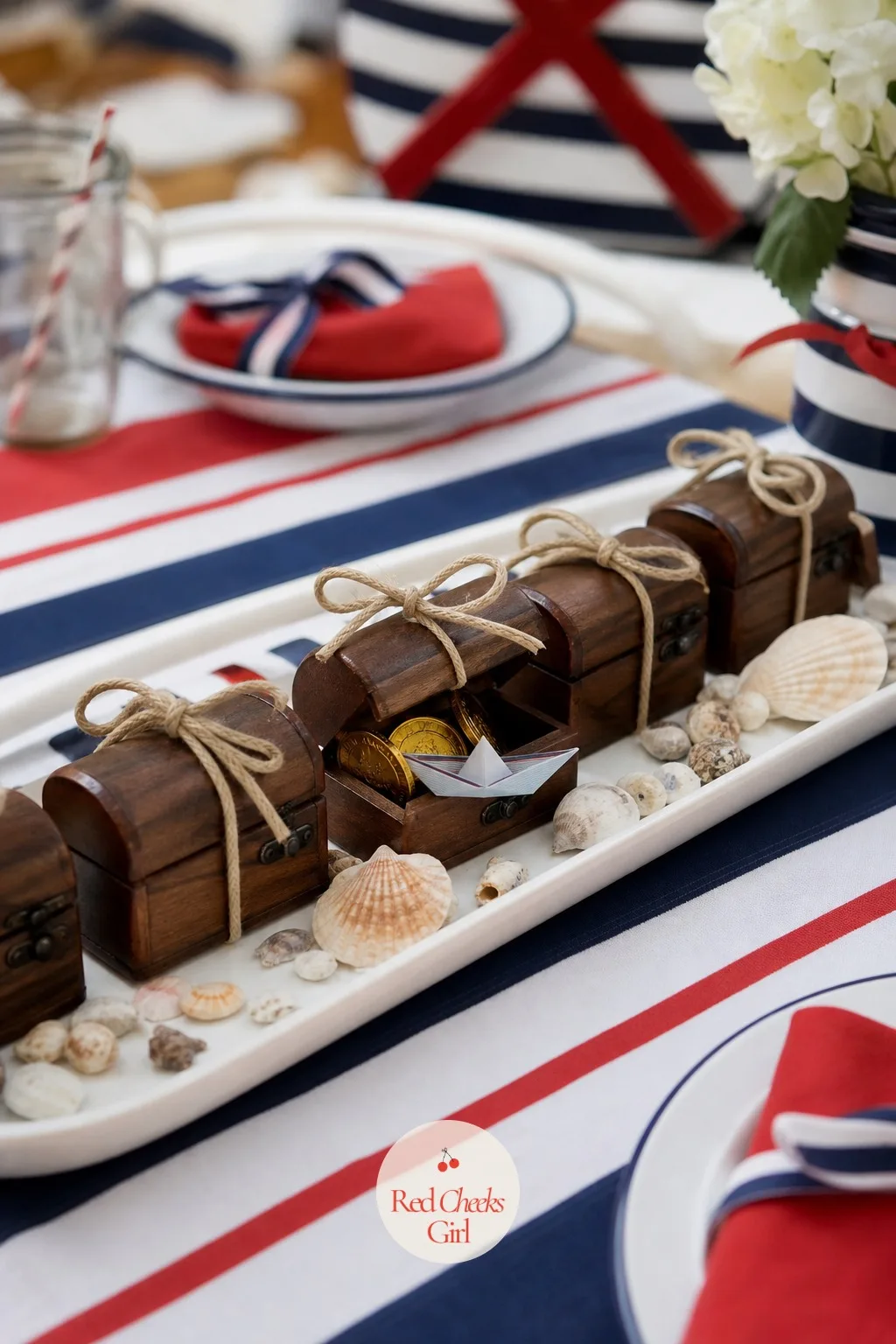 Little Treasure Chests Wrapped in Rope — Not every favour needs to look like food. Nautical birthday party