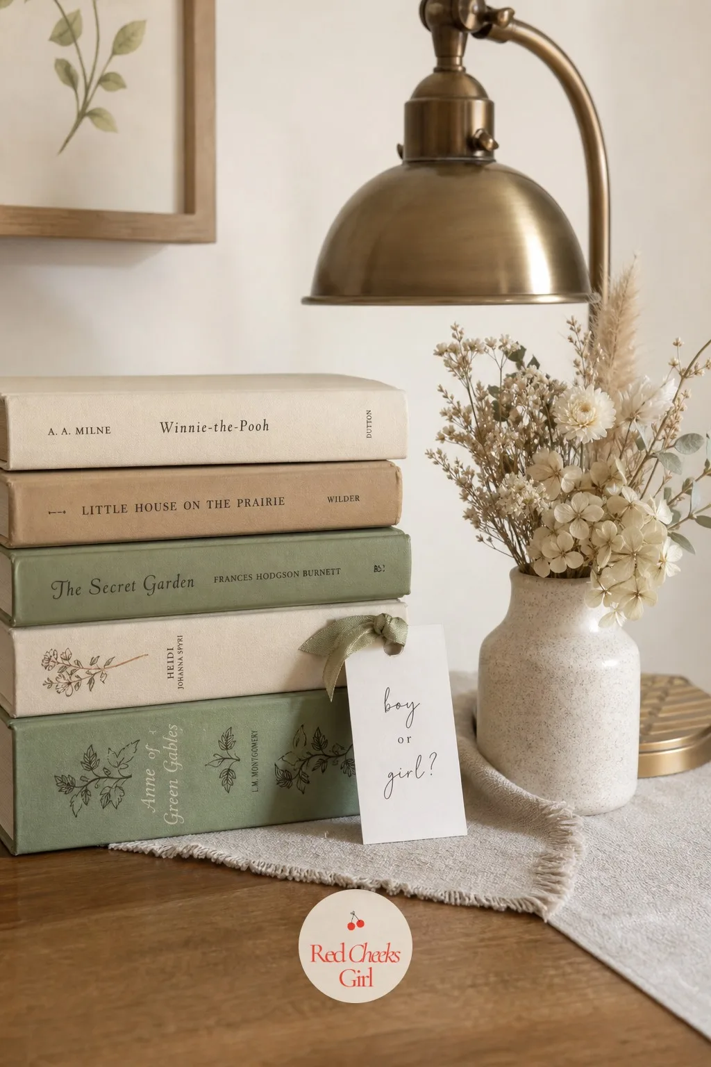 Book Lovers Corner — A good corner does not need a single balloon. Neutral gender reveal ideas