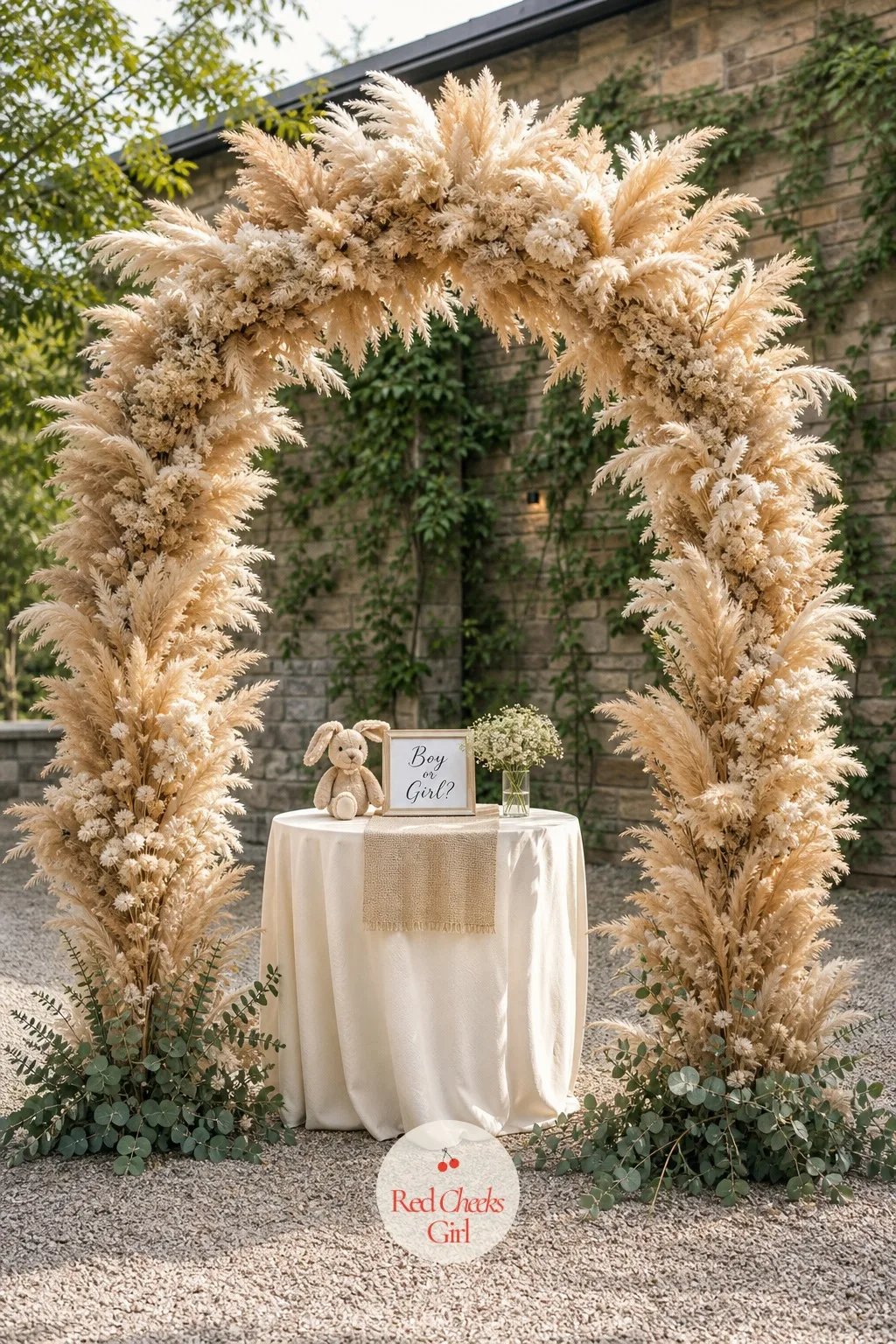 Dried Pampas Grass Arch — An arch sounds like a big production, but a dried one is lighter and cheaper to build than it looks, and it reads as the single most