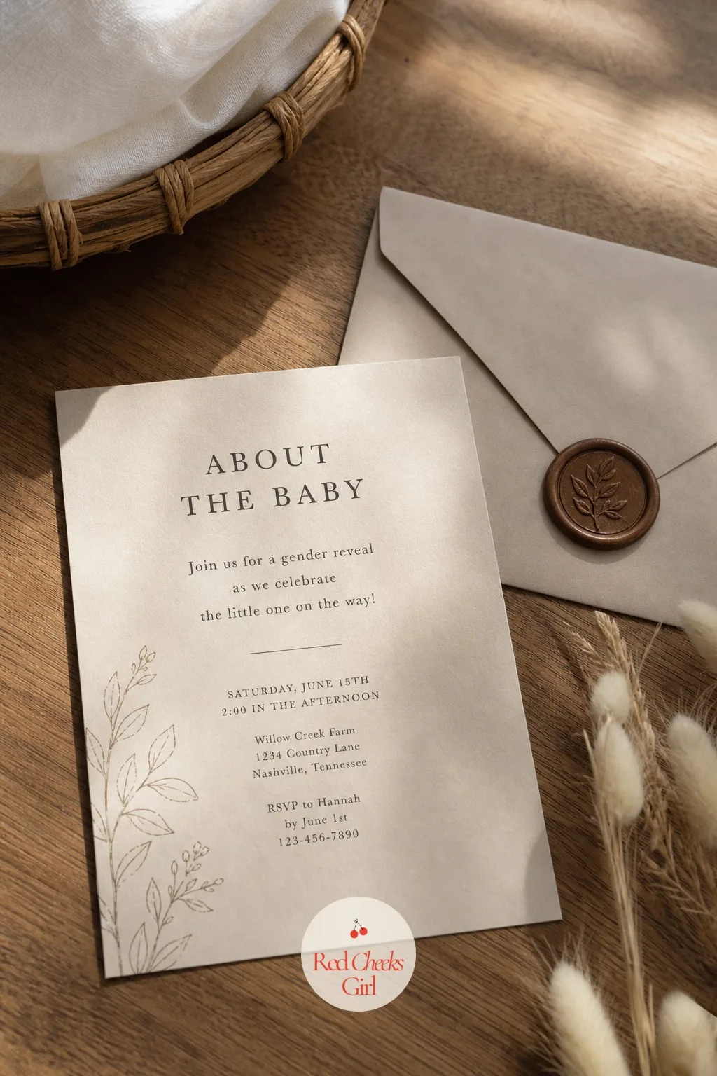 Invitation Wording About the Baby, Not the Colors — An invitation covered in pink and blue clip art onesies gives away the whole game before the envelope is
