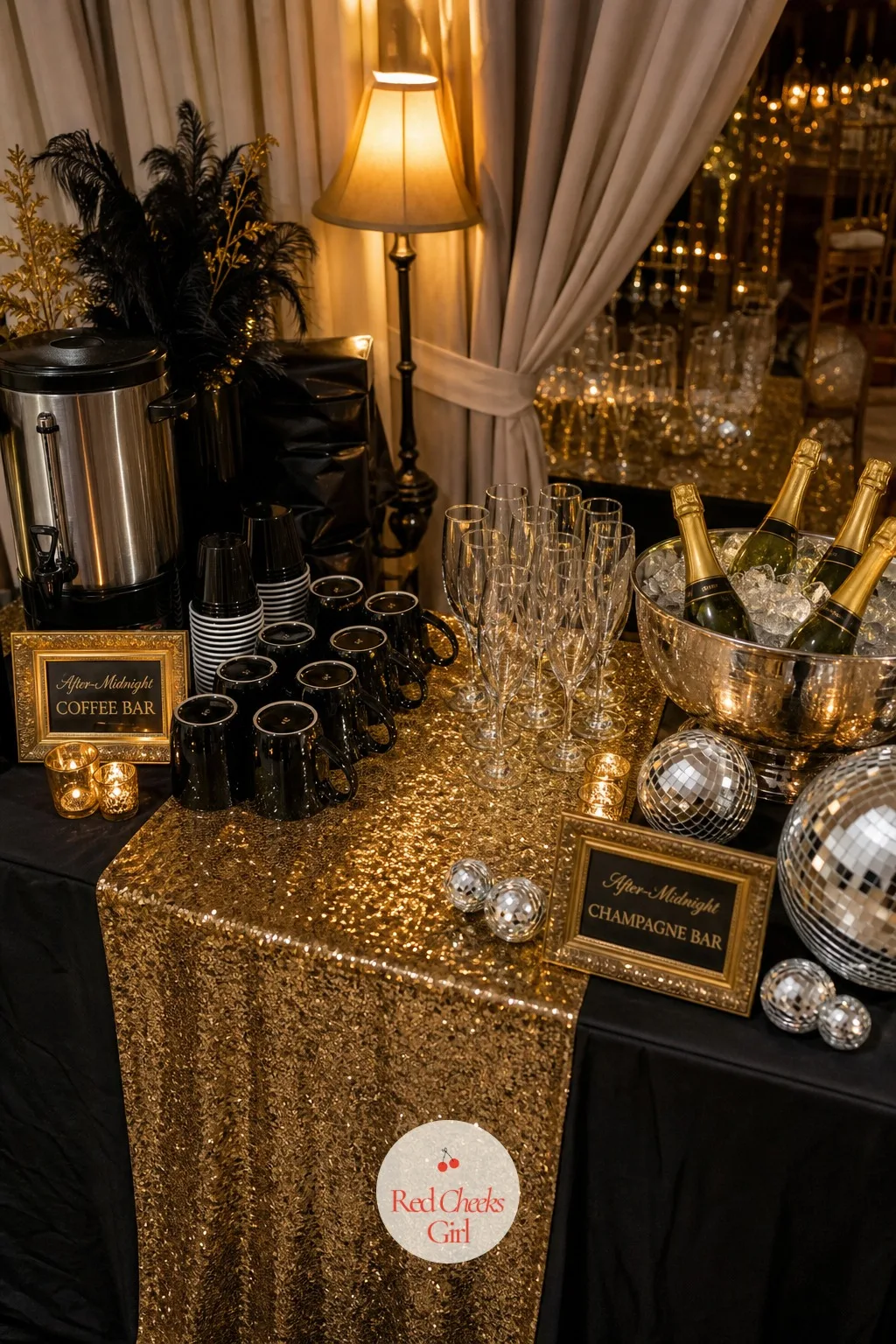 After-Midnight Coffee and Champagne Bar — Some guests are pacing themselves toward the drive home, others want to keep dancing until sunrise, and a station