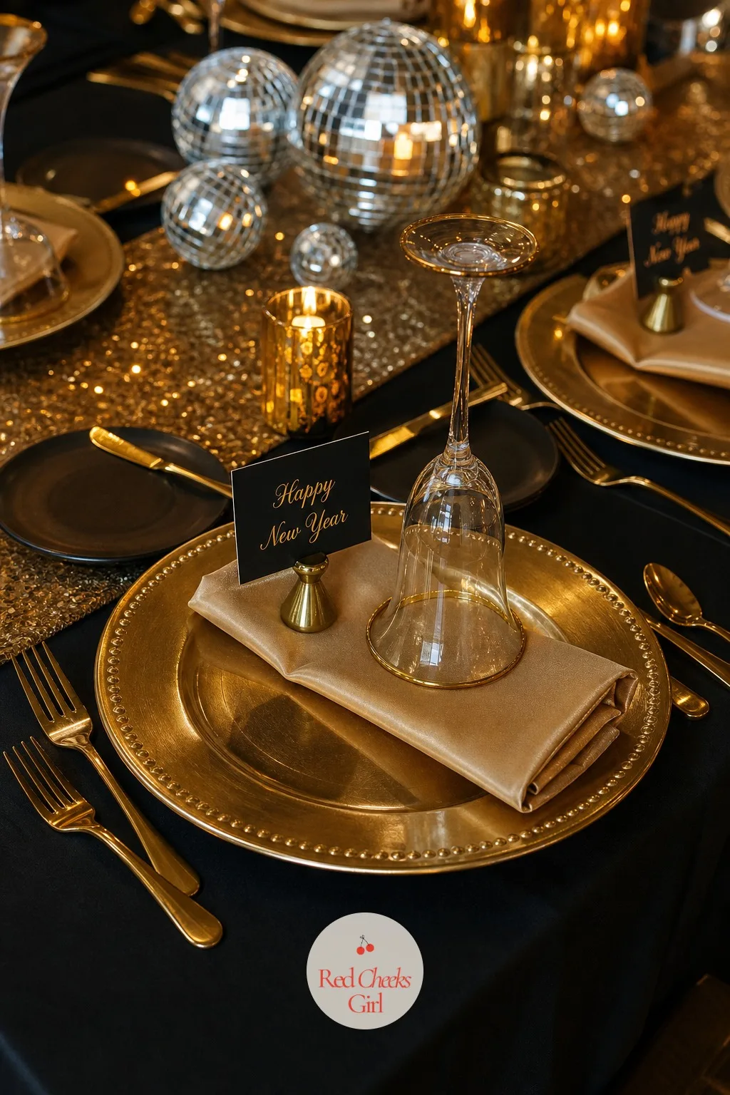 Champagne Flute Place Settings — A flute waiting upside down at each place setting is a small, quiet promise that it will be filled later, right before the