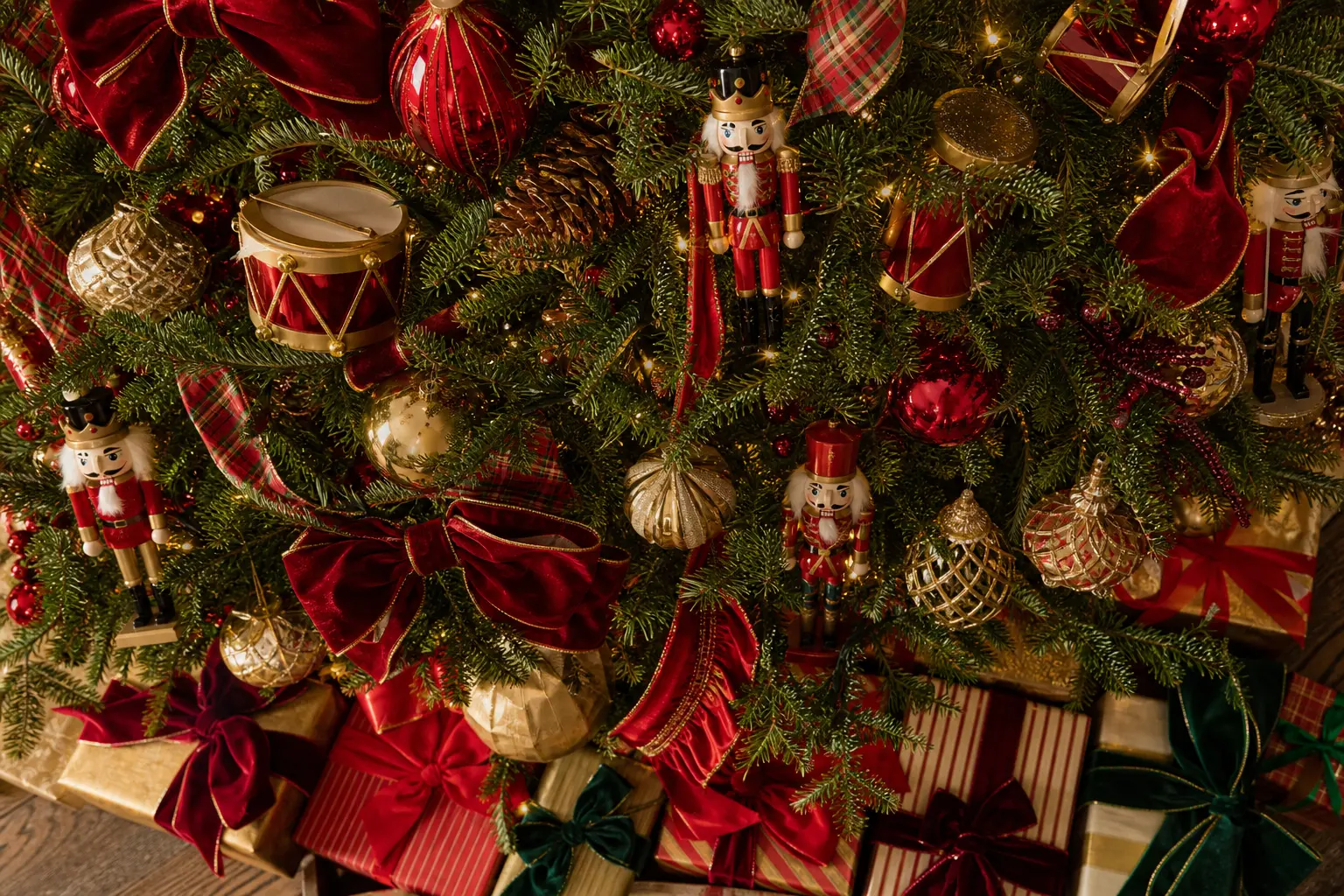 Nutcracker Christmas Tree Ideas: 16 Red-and-Gold Looks With Wooden Soldiers, Toy Drums and Velvet Bows