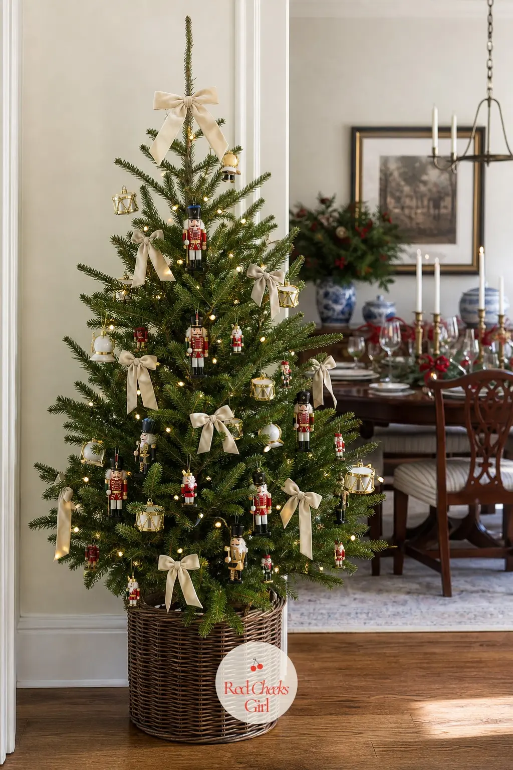 A Potted Tabletop Tree Guarding the Entry Console — Small enough to carry in one hand, this potted tree gives a table or console its own little nutcracker