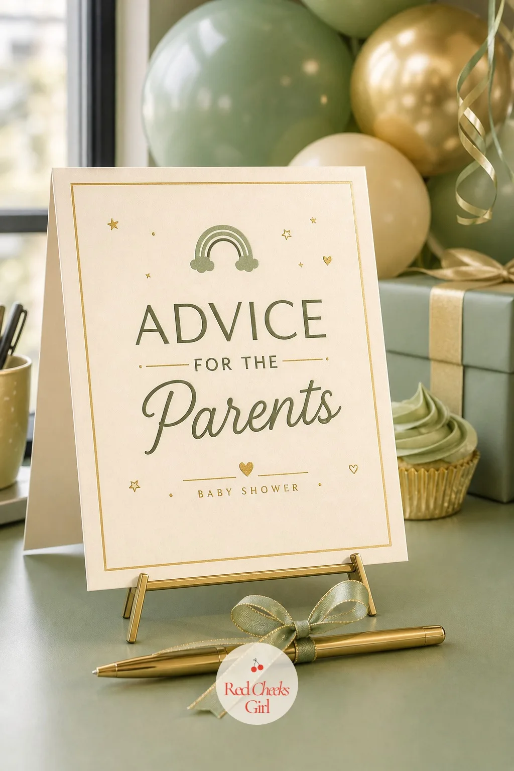 Advice For The Parents Card — A plain sign-in card gets signed in ten seconds flat and forgotten by lunchtime. Office baby shower ideas