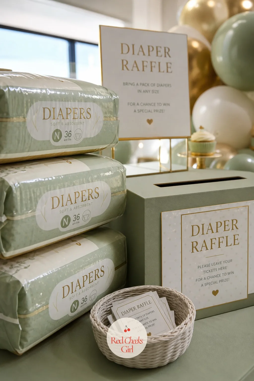 Diaper Raffle — A diaper raffle does double duty: it stocks the nursery without anyone needing to guess a gift, and it gives the room something to watch unfold