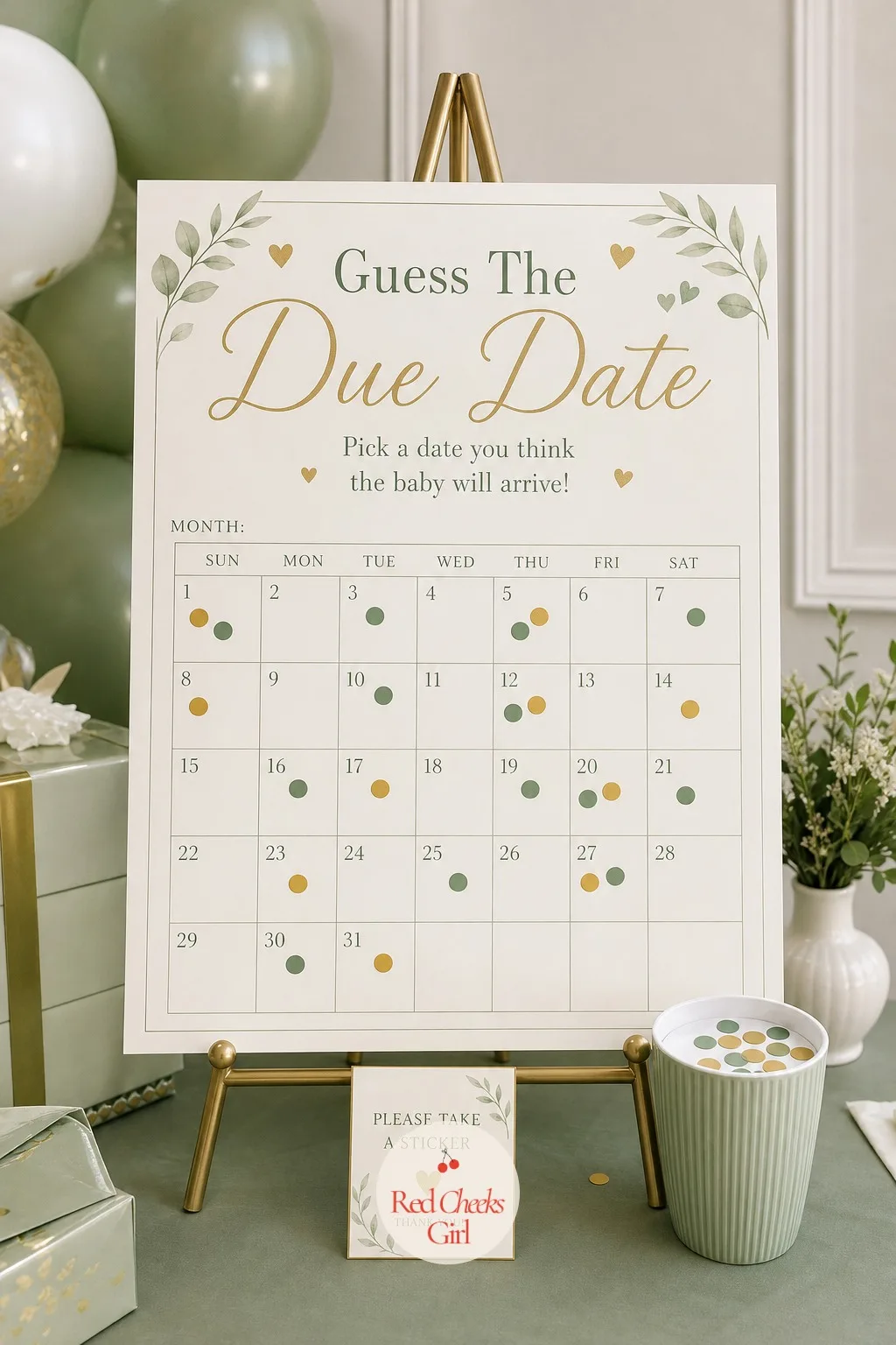 Guess The Due Date Board — This one keeps paying off long after the shower ends, since nobody actually knows the answer until the baby arrives weeks later.