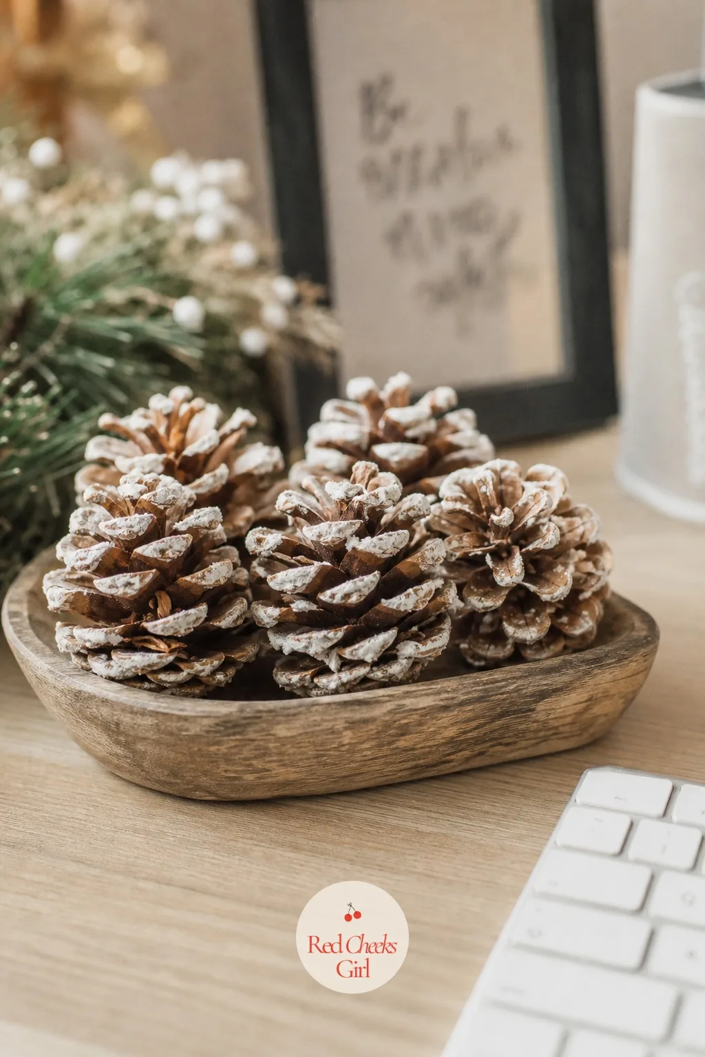Pine Cones in a Small Dish — Pine cones are the cheapest decoration on this entire list, since a short walk outside in most climates fills a bag for free.