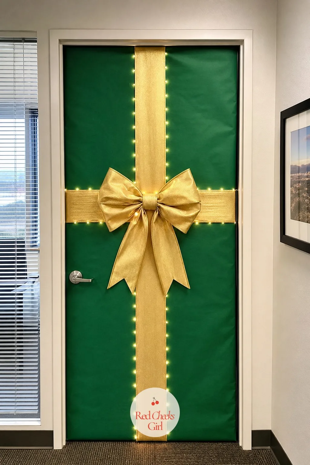 Wrapped Present — Wrapping the whole door as one gift is the trick everyone forgets until they see it done, because it looks deliberate rather than lazy even