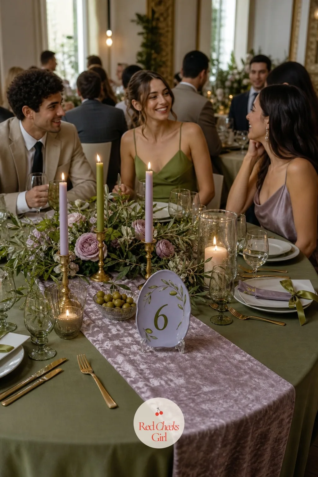 Ceramic Table Numbers in Lilac and Olive — A printed number propped in a plastic stand is the fastest way to remind guests this is a rental hall and not a