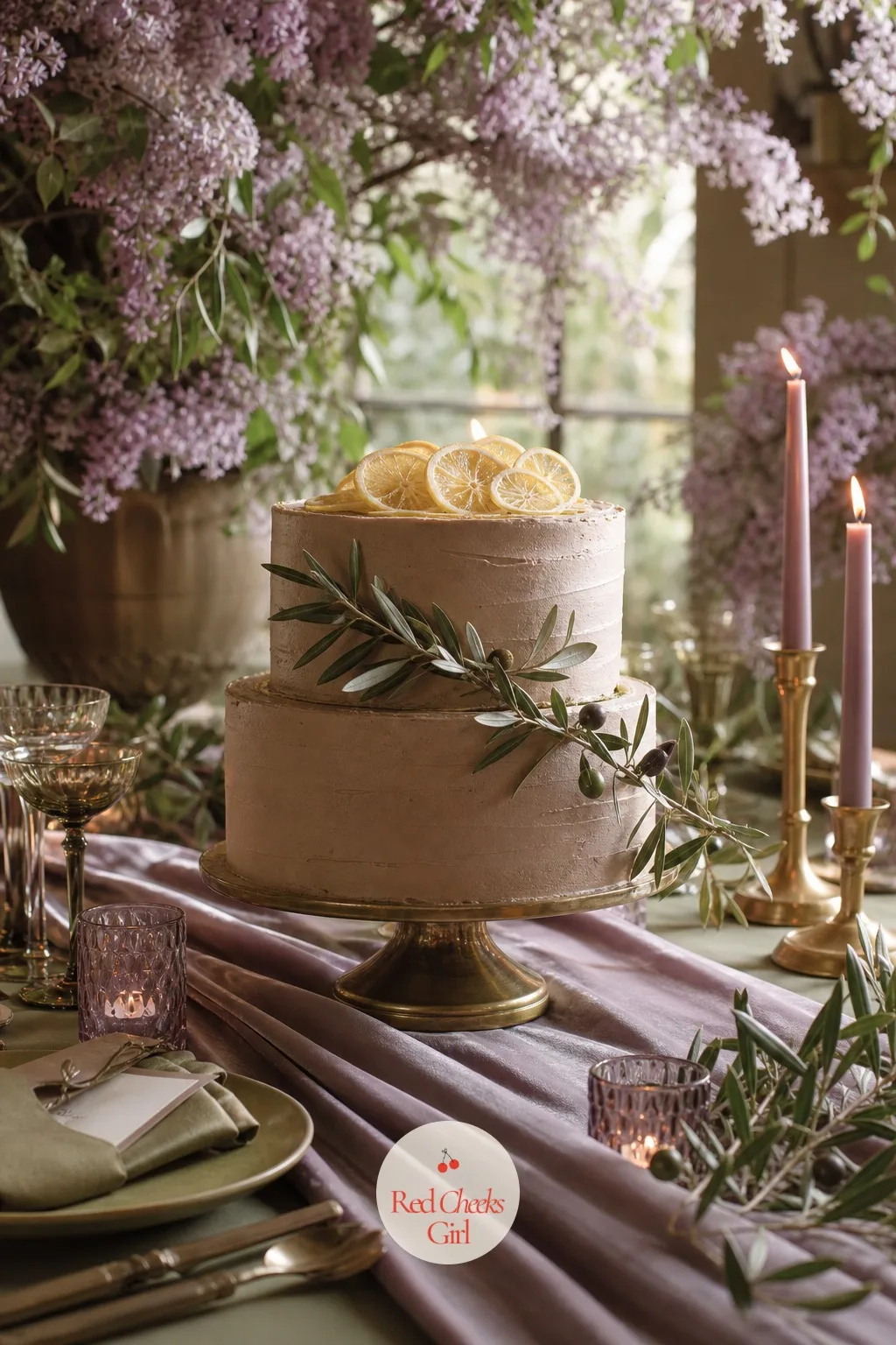 The Olive Oil Cake with Candied Lemon — A heavy iced cake can feel out of step with an earthy, outdoor kind of wedding. Olive green wedding