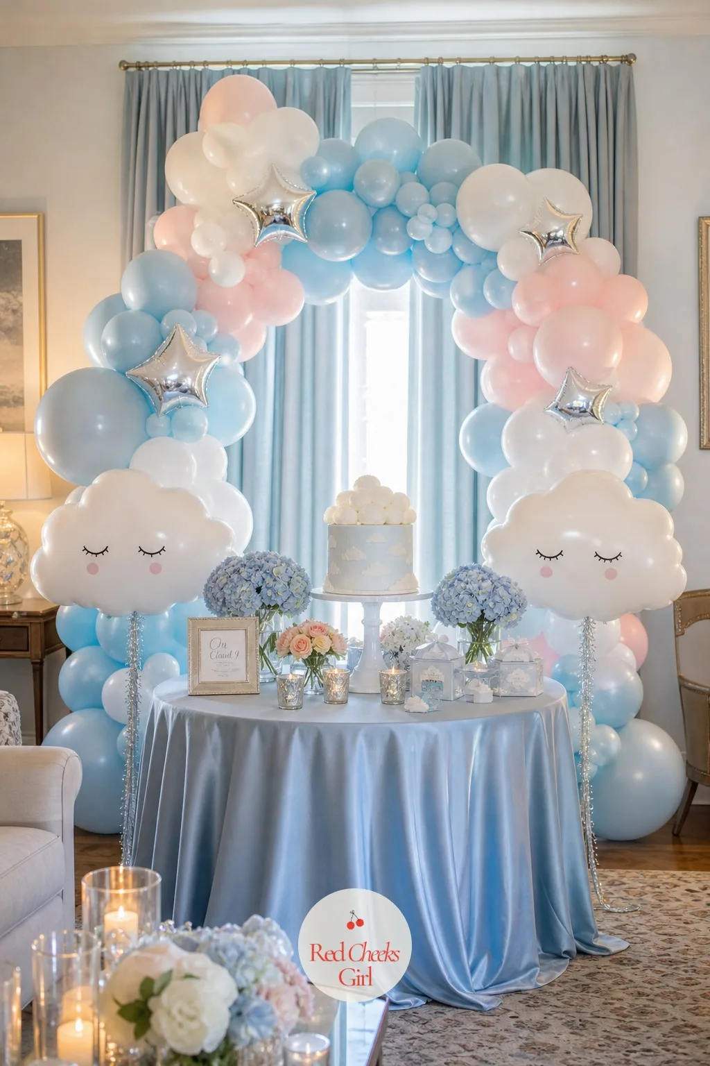 Cloud Balloon Backdrop — You have seen enough balloon arches to privately roll your eyes at half of them. On cloud 9 bridal shower theme