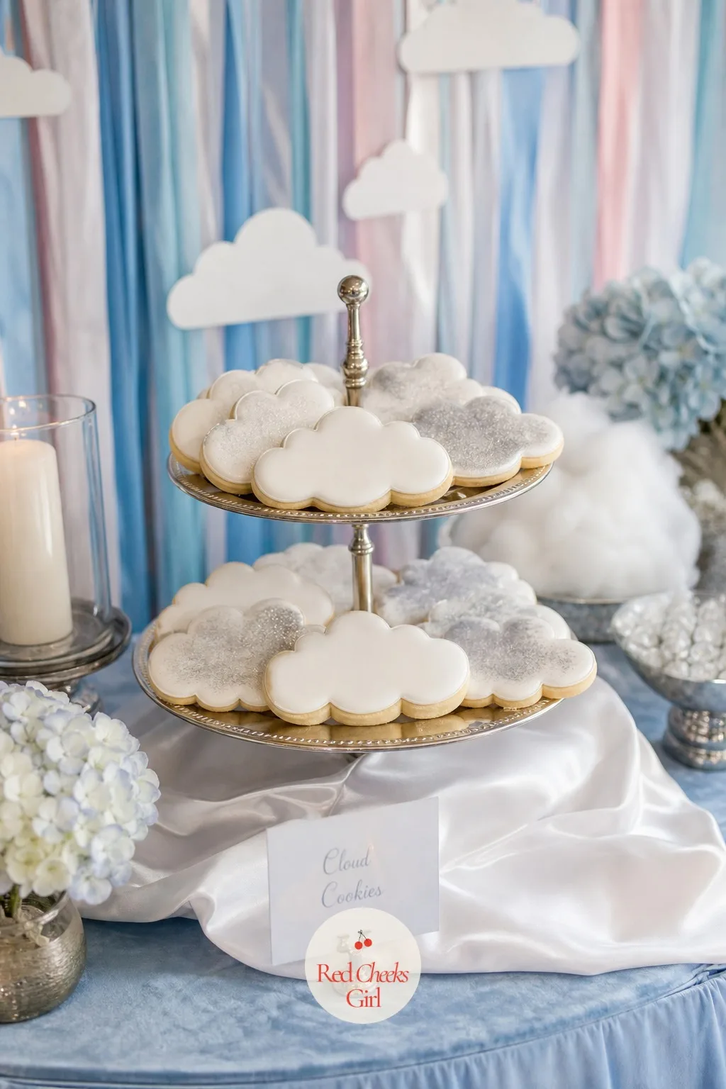 Cloud-Shaped Cookies — A dessert table needs one thing small enough to eat in two bites while holding a drink in the other hand, and a tray of cloud sugar