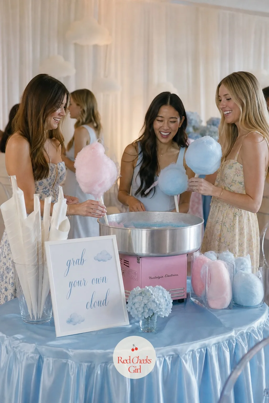 Cotton Candy Station — Few things make grown women act like children faster than a spun sugar machine, and that reaction is the entire point of this station: a