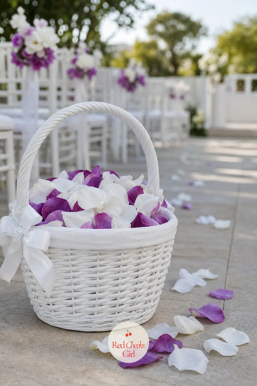 Flower Girl Basket with Orchid Petals — A basket of plain rose petals is sweet but says nothing about the day it belongs to. Orchid wedding
