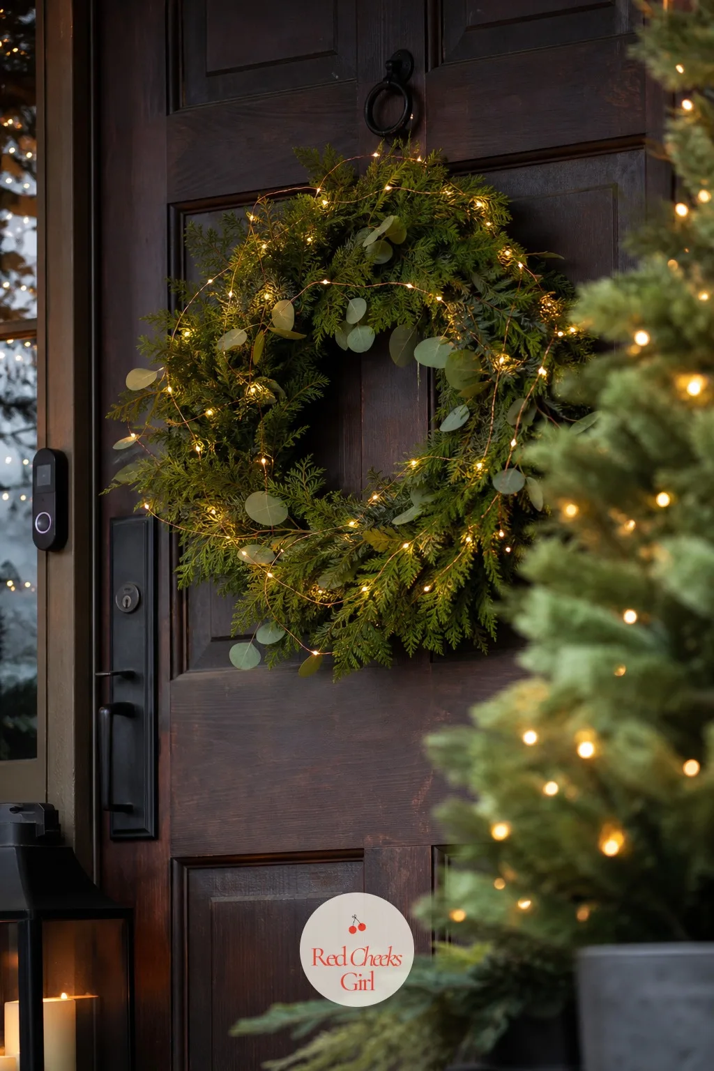 Copper Fairy Lights — A wreath or a small potted tree can carry a lot of light without carrying a lot of visible wire, and that is the whole case for copper