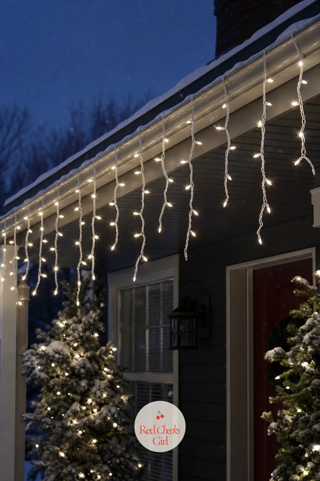 Icicle Lights — There is a specific satisfaction in a gutter edge that drips little rows of light instead of just one flat line, and icicle strands are the