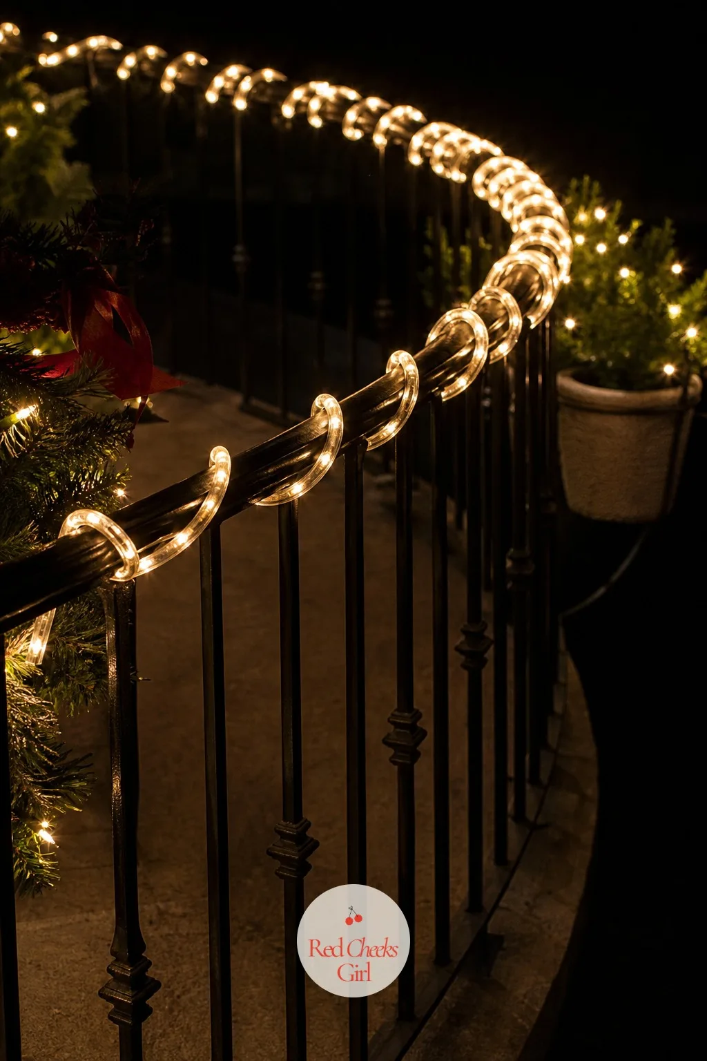 Rope Lights — A railing with a curve, a mailbox post, an odd corner no straight bulb string sits flat against: rope light bends around all of it and stays put