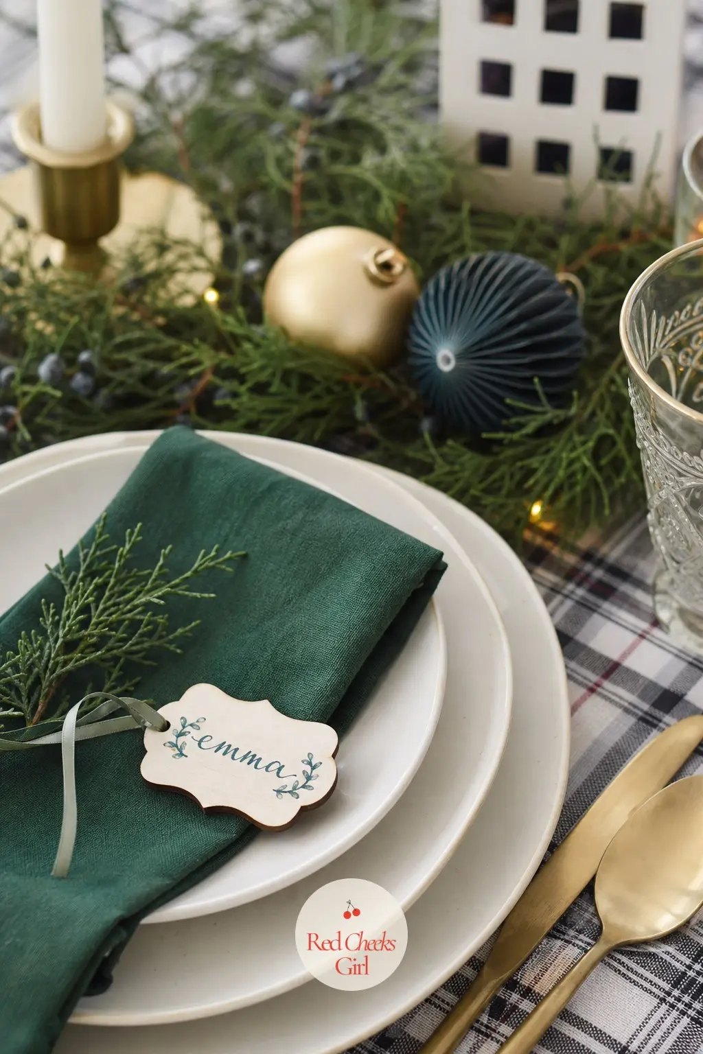 Tiny Painted Name Tag Ornaments — The Tiny Painted Name Tag Ornaments double as place cards and party favors: an ivory wood tag, each guest's name