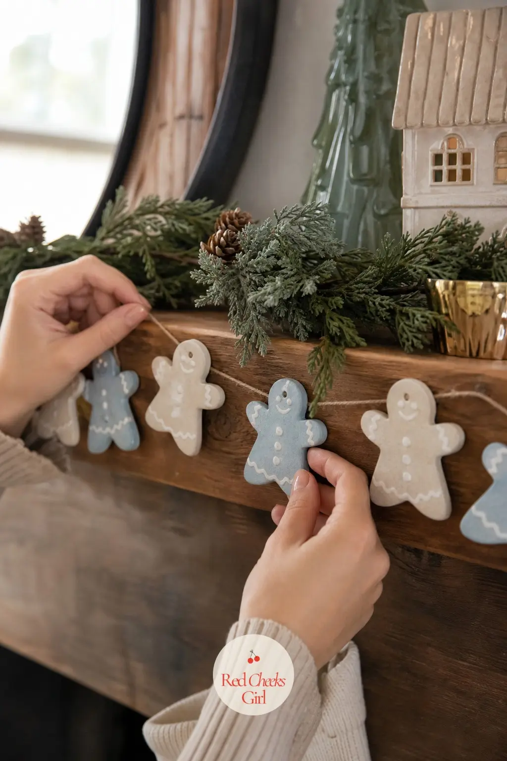 Gingerbread Family Garland Pair — Cut a boy and a girl shape from one rolled strip so they stay joined at the hands, and what she gets is not a single ornament