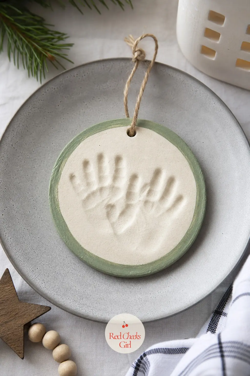 Sibling Handprint Ring — Two prints, one disc: press each sibling's hand so they overlap slightly at the centre, like a wreath instead of two separate