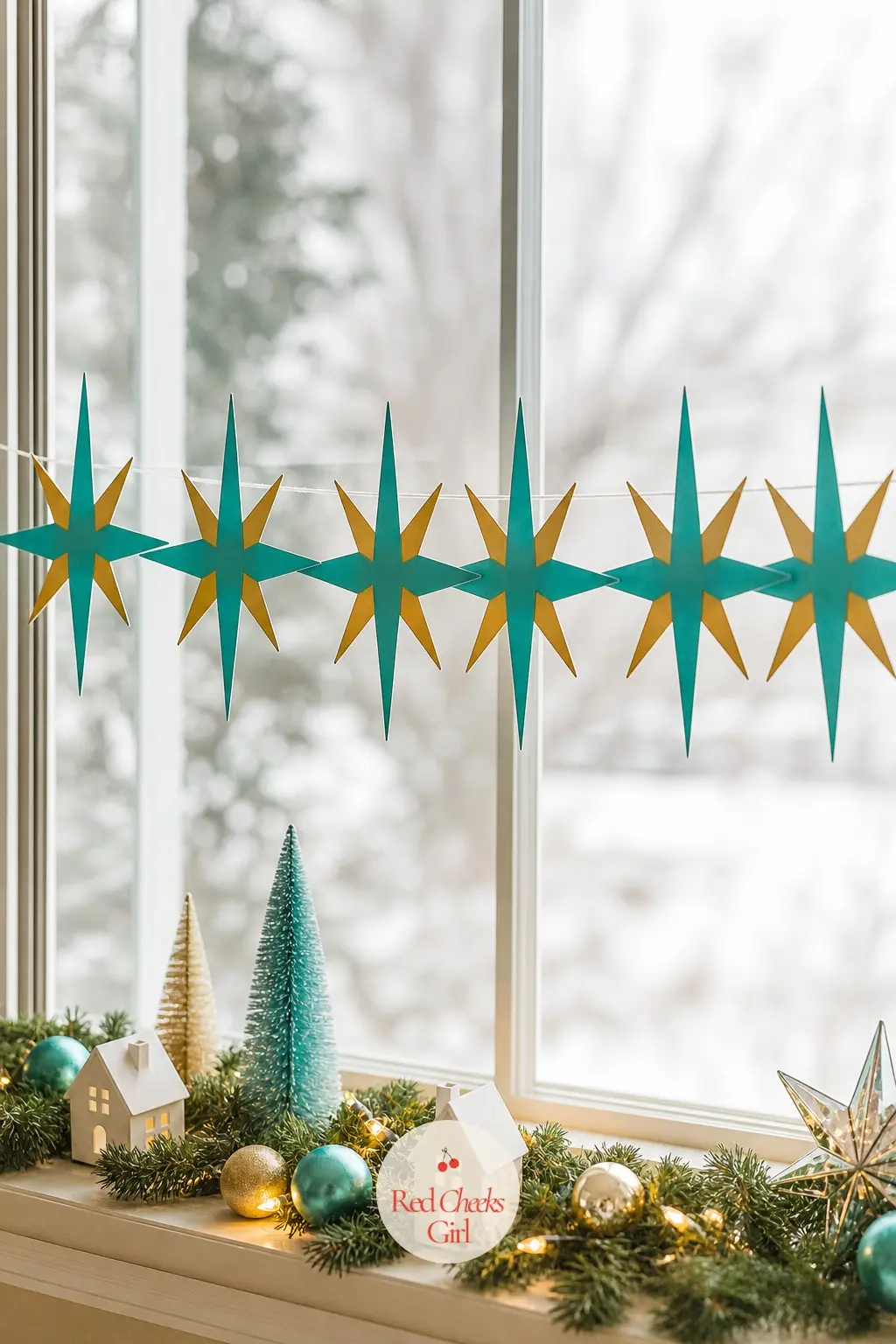 1950s Atomic Starburst — A spiky, symmetrical starburst in turquoise and gold, the shape that ended up on everything from clocks to tablecloths that decade.