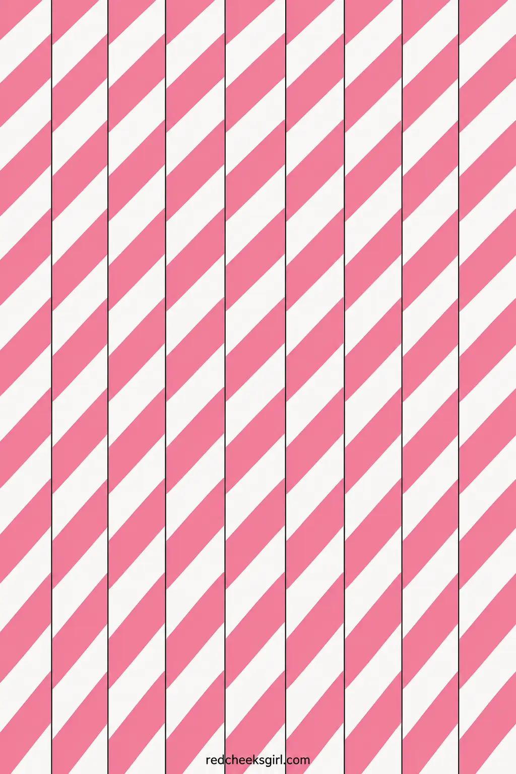 Retro Ribbon Candy printable sheet — Diagonal peppermint stripes in pink and white, the same twist you find on actual ribbon candy, fill every strip of this