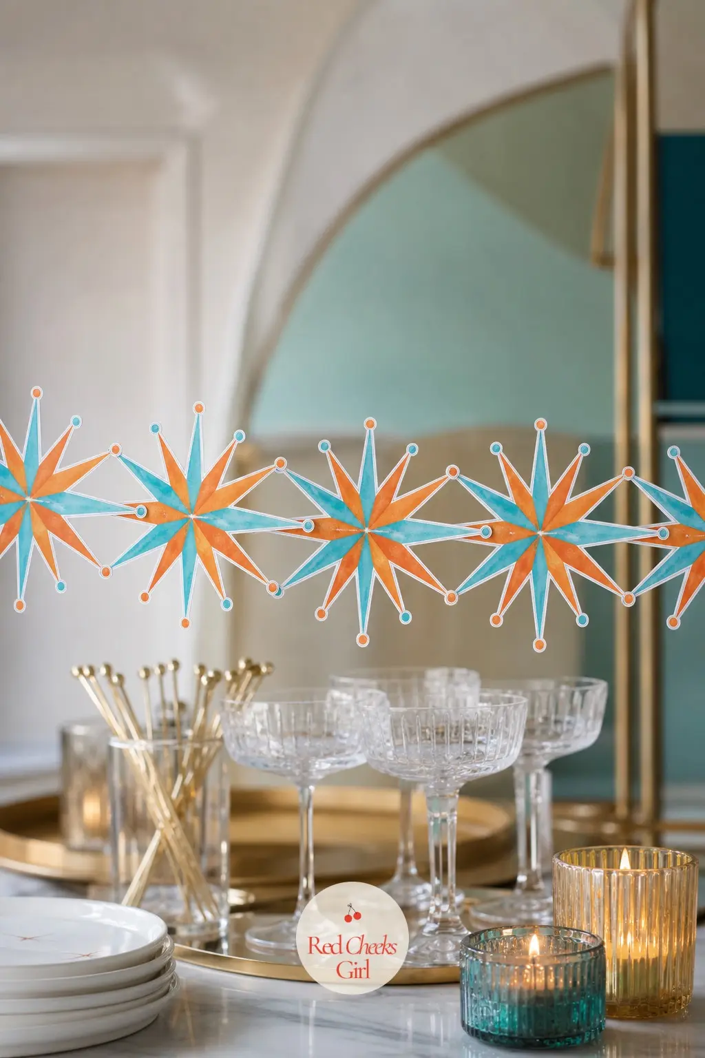 1950s Atomic Starbursts — Not a classic star at all, this one is a sputnik-style burst with thin spiked rays and a small circle at the tip of each spike, in