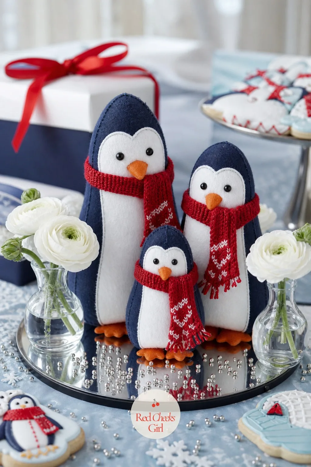 Felt Penguin Trio Centerpiece — A centerpiece does not need to tower to earn its place, it just needs to be worth looking at from a seated angle. Penguin baby