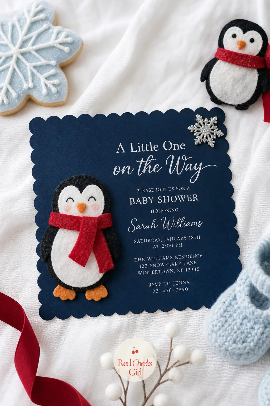 'A Little One on the Way' Penguin Invitation — An invitation decides the tone before a single guest walks in, so it earns a little more care than the rest of