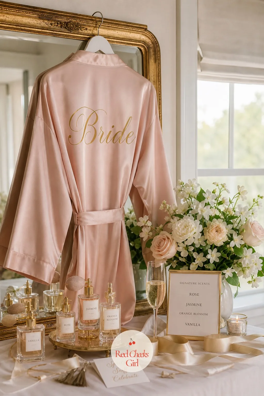 Her Getting-Ready Robe — The robe she puts on before anyone arrives is the first photo of the day, long before the party itself even starts. Perfume bridal