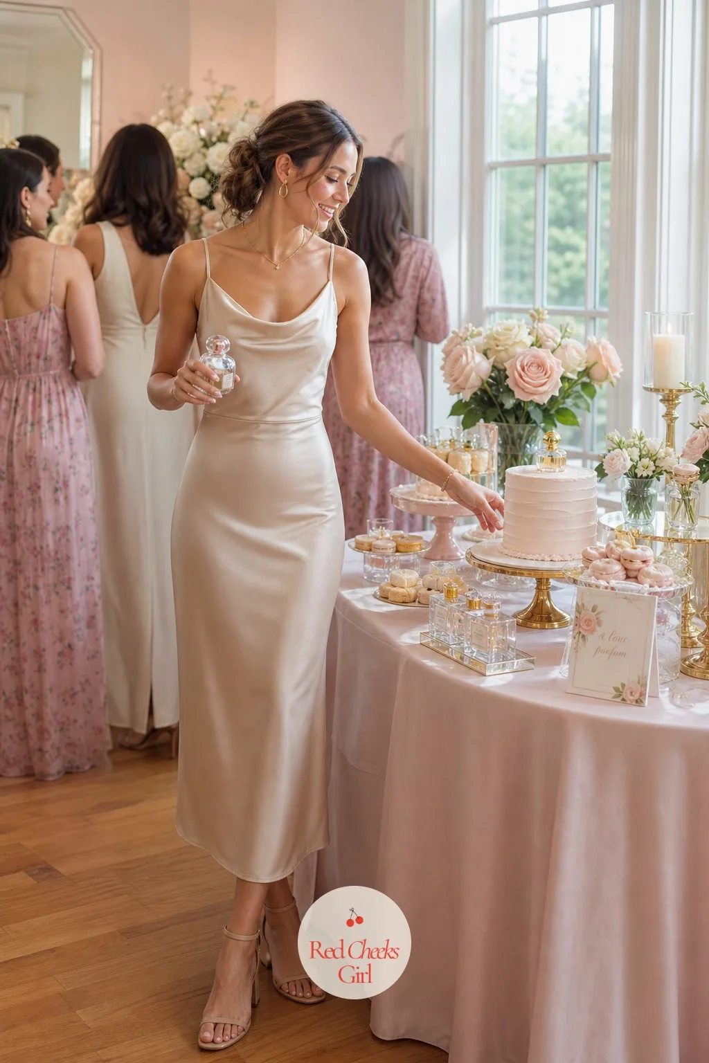 Her Shower Outfit, in the Same Palette — She does not need a second wedding dress for an afternoon with friends, just one piece that clearly belongs in the