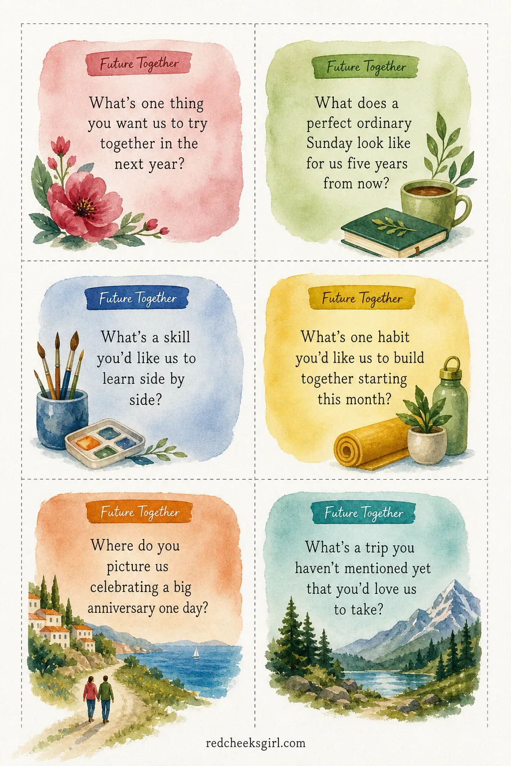 Future Together Cards (Sheet 1) printable sheet. Pick a number game questions for couples