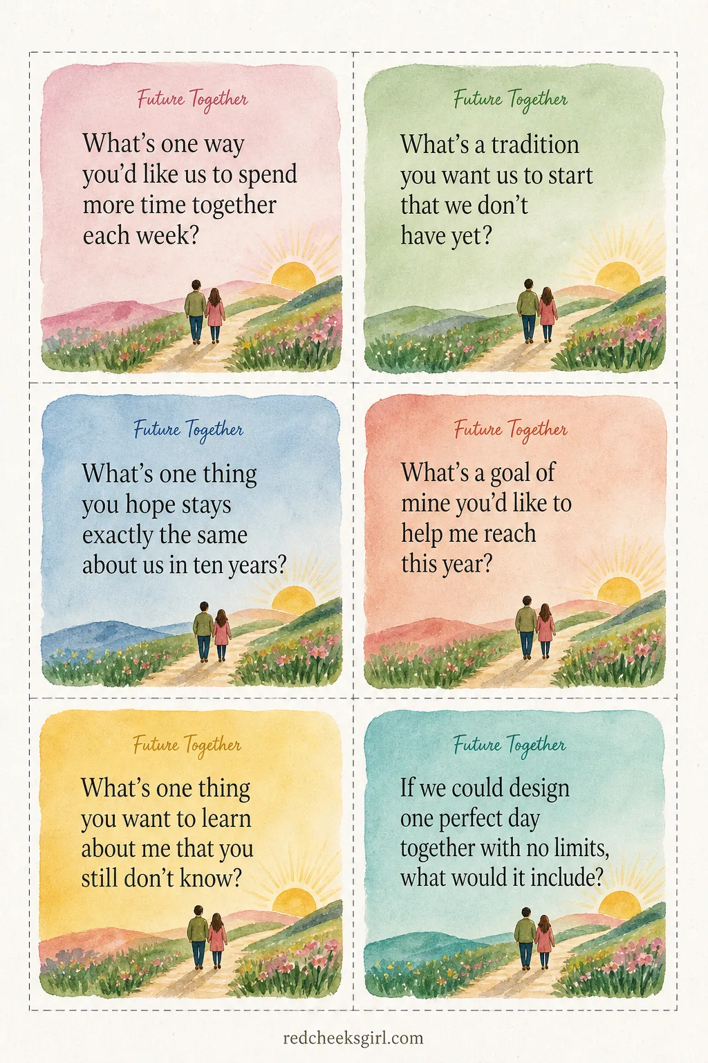 Future Together Cards (Sheet 2) printable sheet. Pick a number game questions for couples