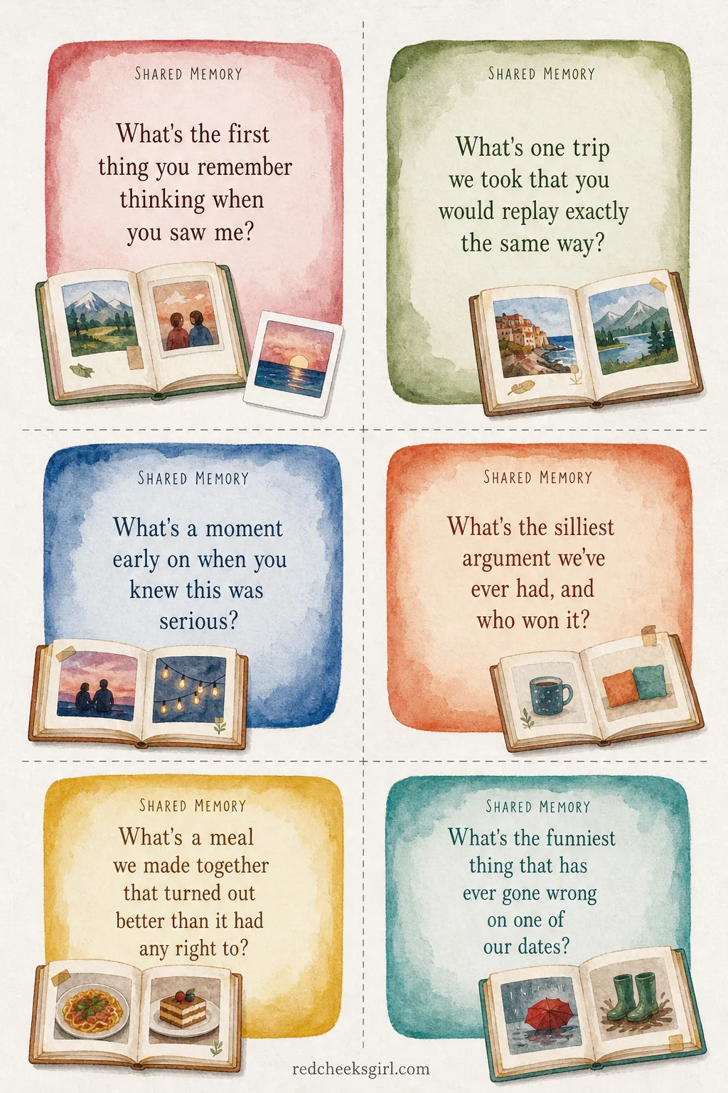 Shared Memory Cards (Sheet 1) printable sheet. Pick a number game questions for couples