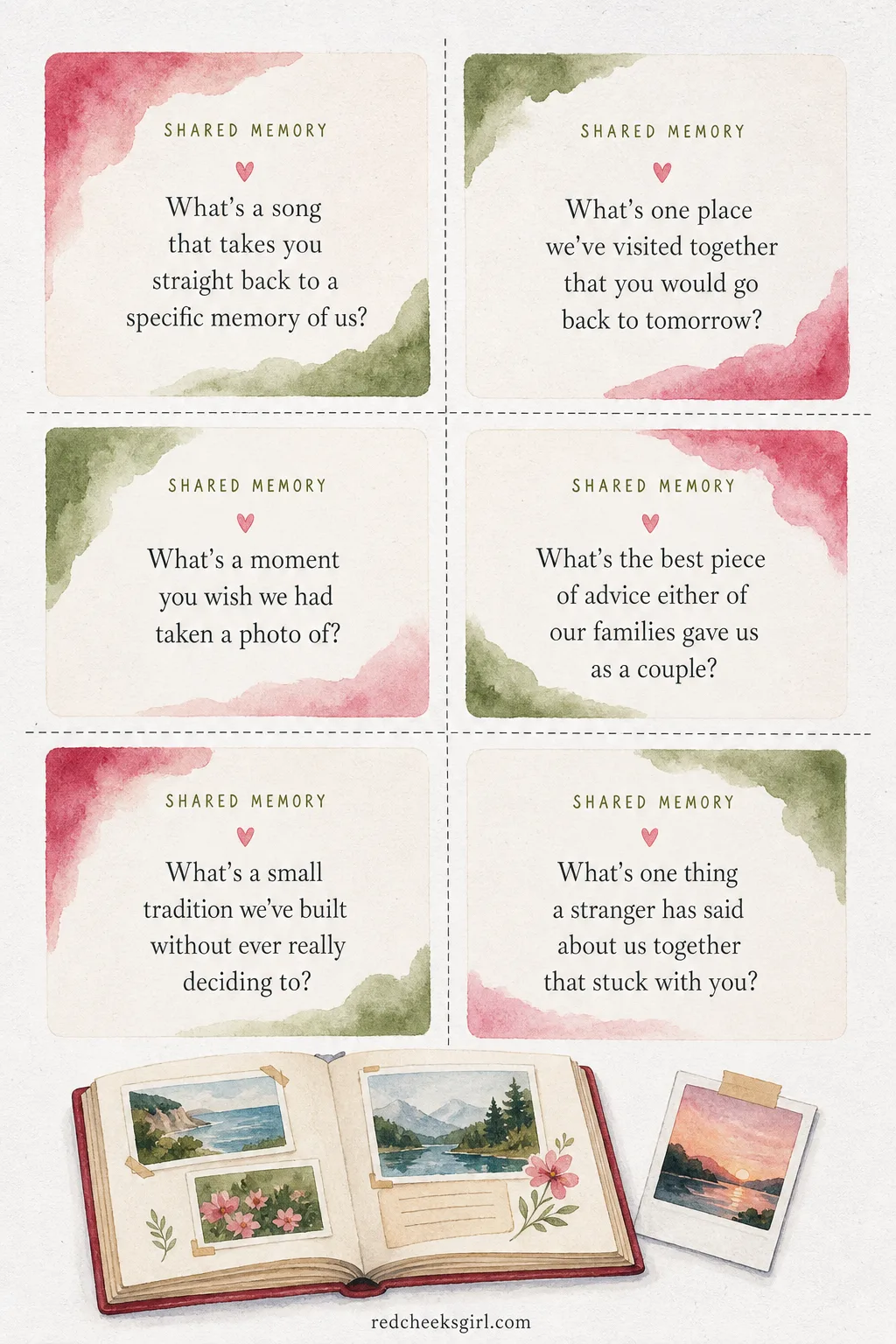 Shared Memory Cards (Sheet 2) printable sheet. Pick a number game questions for couples
