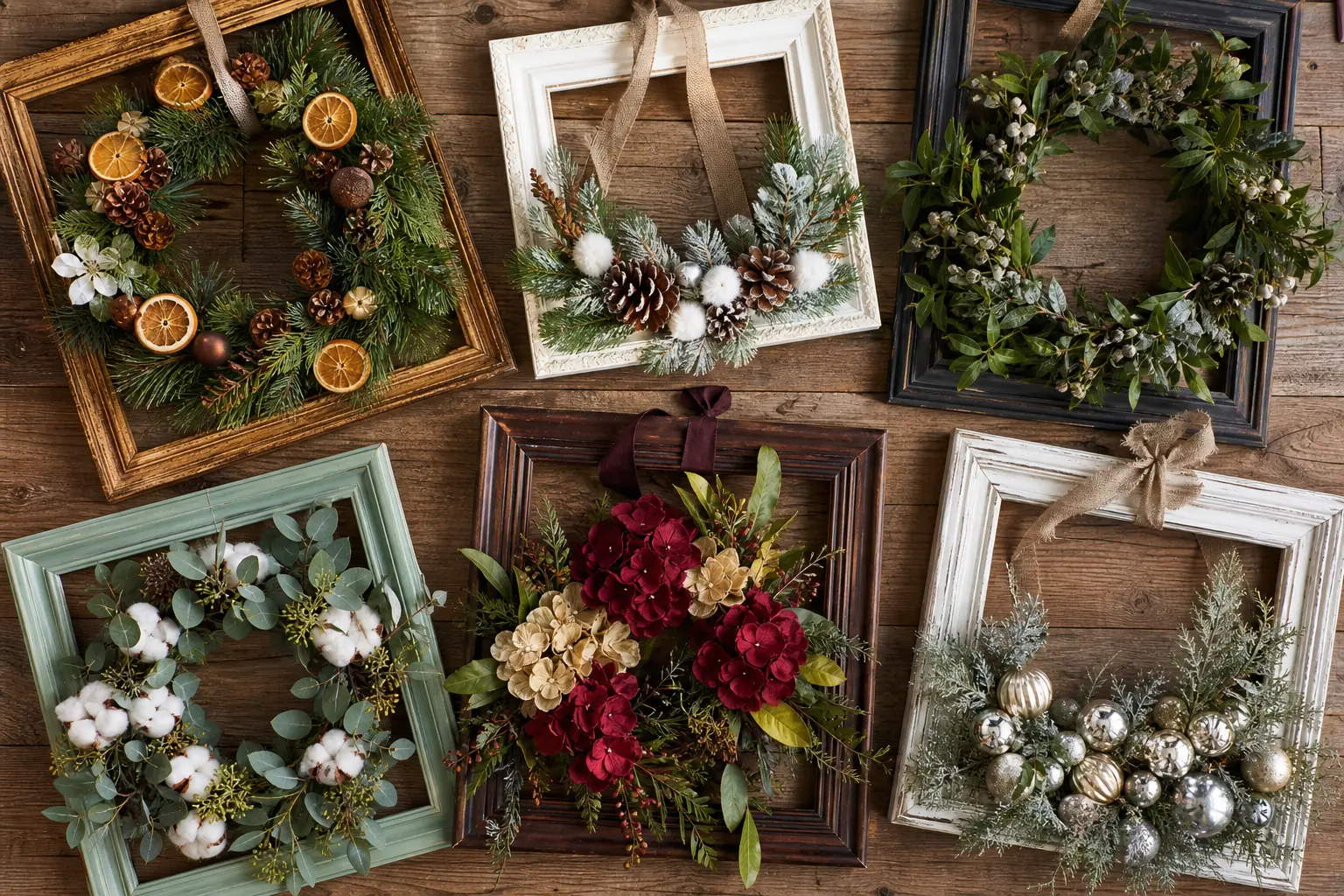 11 Picture Frame Wreaths That Turn a Thrifted Frame Into Holiday Art