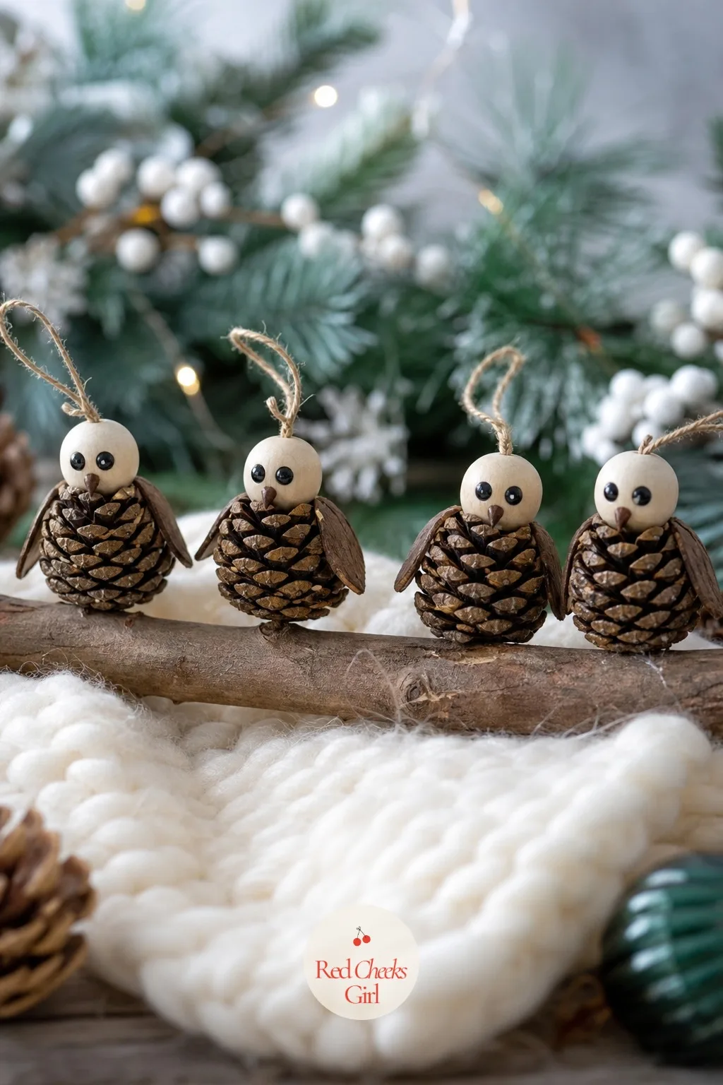 Pinecone Owl Ornaments — This is the one to hand to a child who has already lost interest in the tinsel. Pinecone crafts christmas