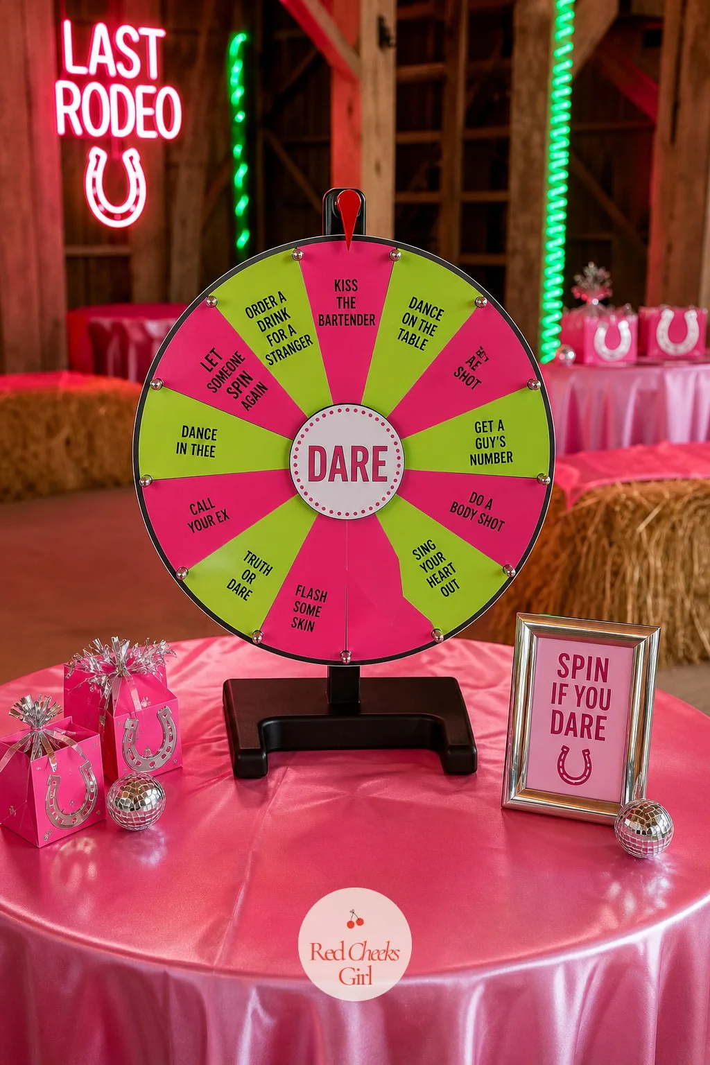 Wheel of Fortune with Dares — A dare jar gets ignored by the second hour. Pink bachelorette party