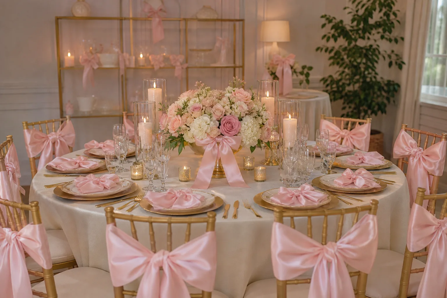 22 Pink Bow Bridal Shower Theme Ideas With Ribbons on Everything