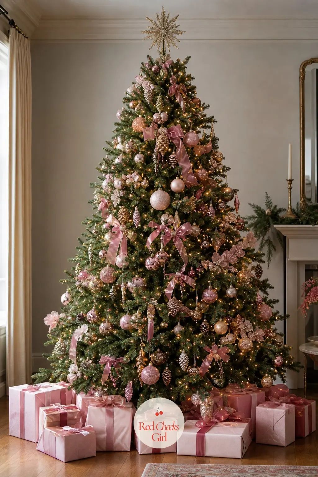 The Gifts Under the Tree — Wrap every parcel in blush or bubblegum paper and let the bows do the sorting: velvet for the grown-up gifts, grosgrain for the