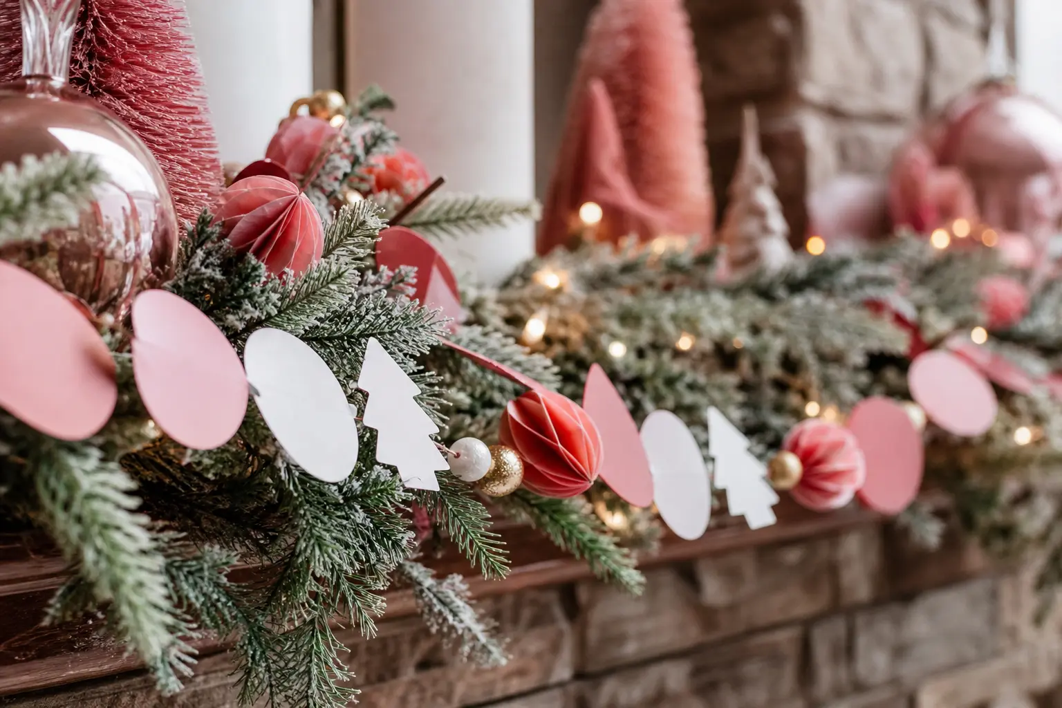 Colorful Christmas Garlands: 12 Free Printable Paper Garlands in Pink, Red, White, Blue, Gold and Green
