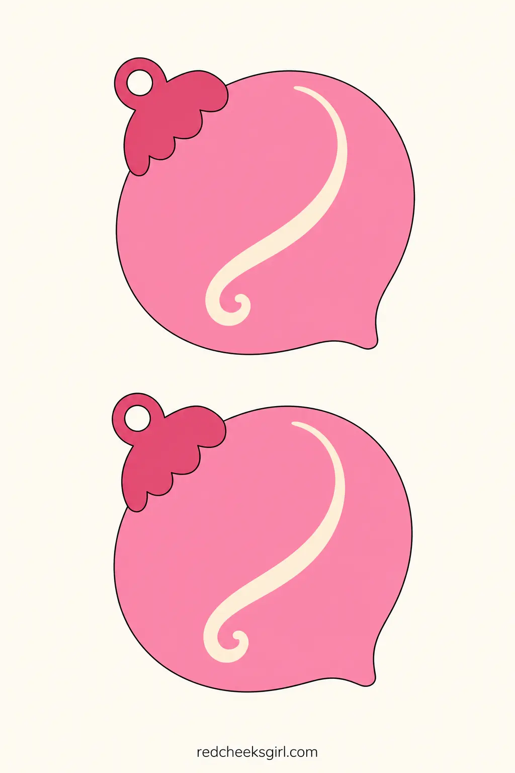 Pink Retro C9 Bulbs printable sheet — This one is a string of fat, rounded bulb shapes in two shades of pink with a small cream highlight swirl near the top of