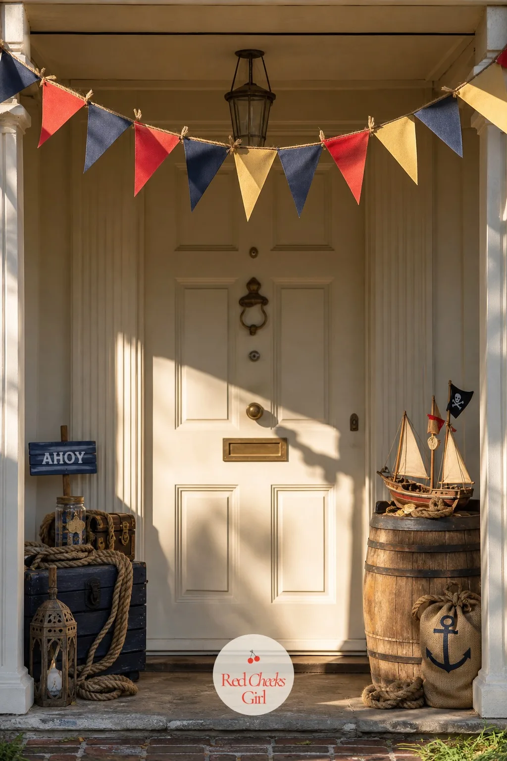 Paper Flag Garland Ship Entrance — The front door is doing nothing for you right now, and that is the easiest problem to fix in this whole party. Pirate