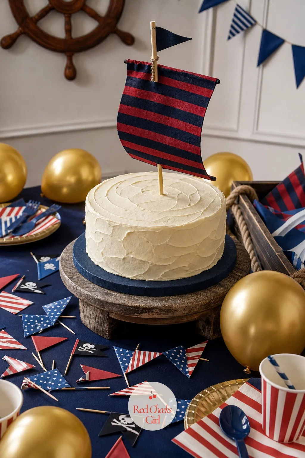 Pirate Ship Cake With a Fabric Sail — A pirate cake does not need fondant rigging or a tutorial. Pirate birthday party