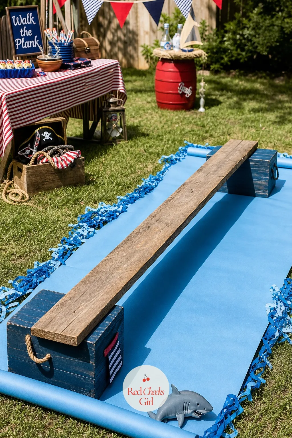 Walk the Plank Over the Paper Sea — Every pirate party needs one moment of mild, delighted danger, and a plank over a paper sea delivers it without anyone