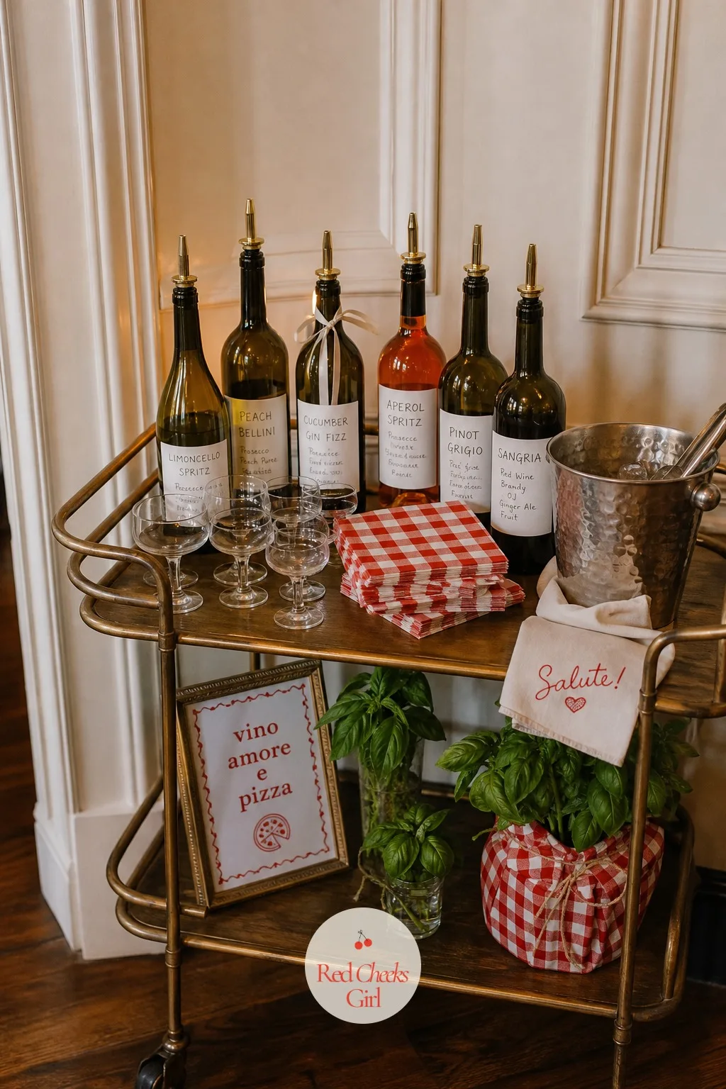 A Carafe Bar in Recycled Wine Bottles — The same bottles holding candles on the dinner table get a second job at the bar, cleaned out and fitted with pour