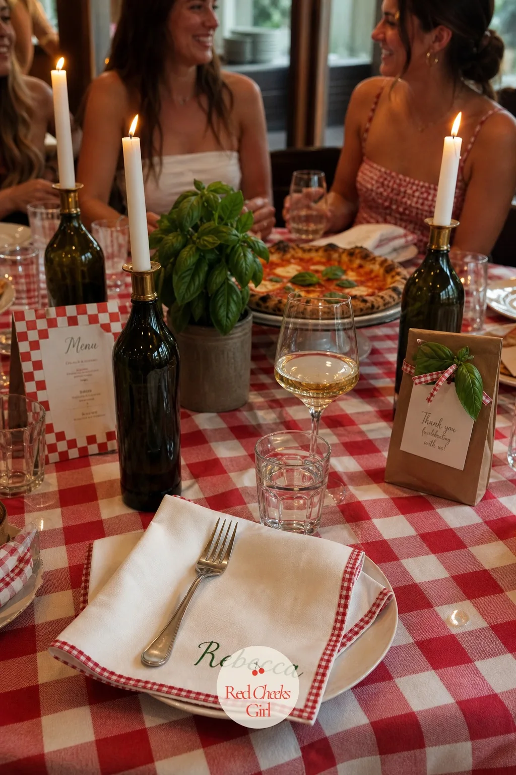Napkins Printed With Each Guest's Name — A name on the napkin tells every guest exactly where to sit without a seating chart anyone has to manage. Pizza bridal